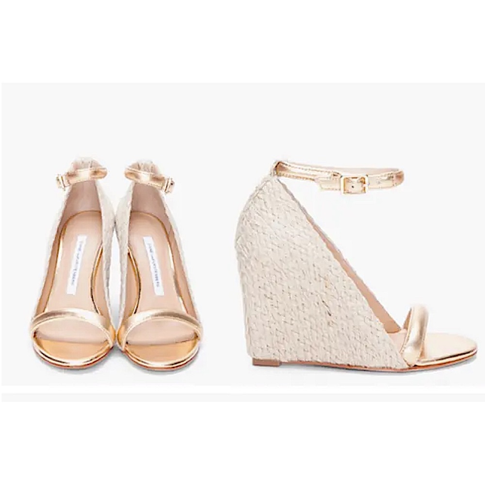 DVF Gold Tchad Espadrille Wedges in Original Box